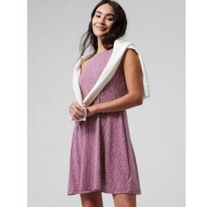 NWT Athleta Santorini Thera Printed Dress Rose L Tall Tencel Modal Tennis Preppy